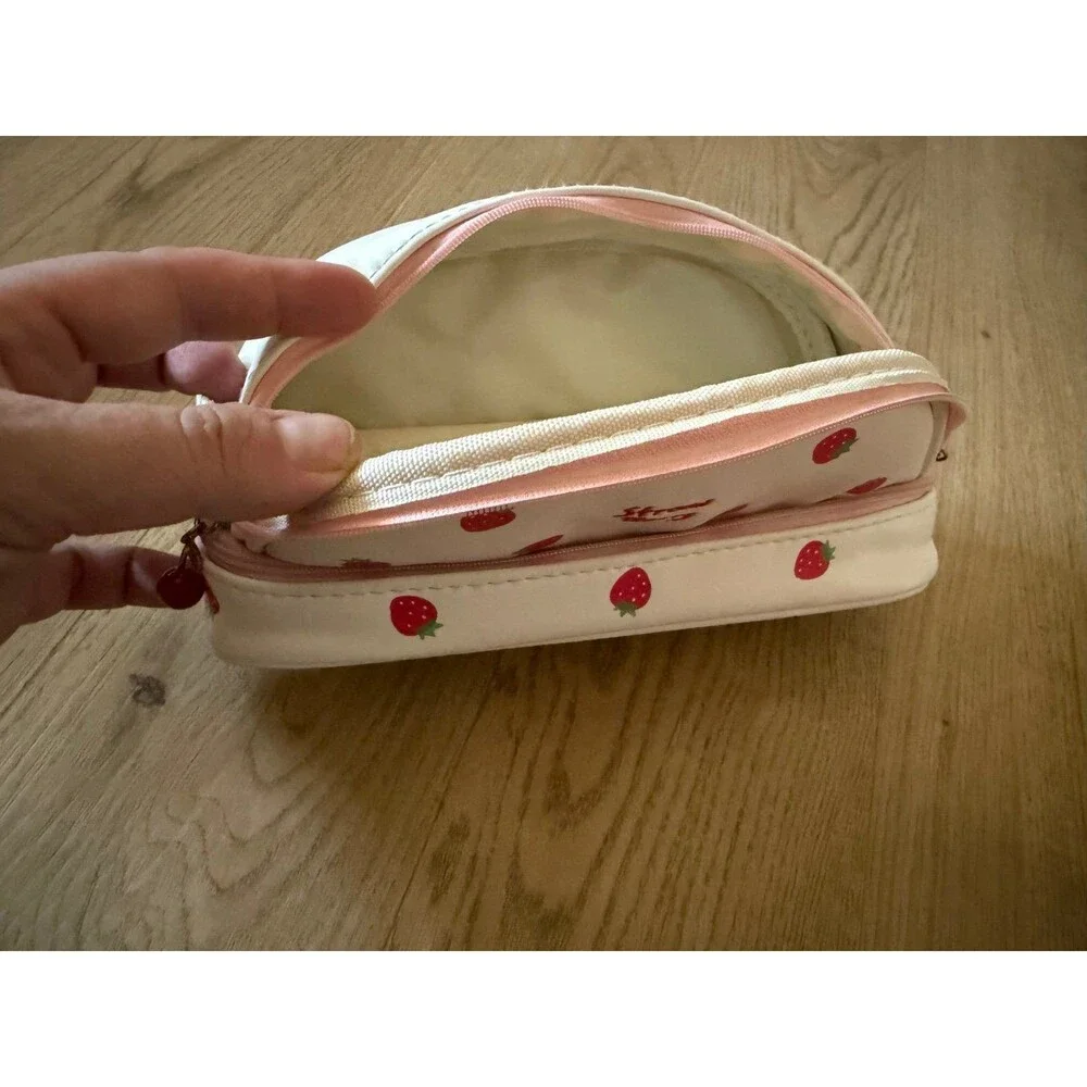 Strawberry Kawaii Double-Layer Pencil Case Pouch